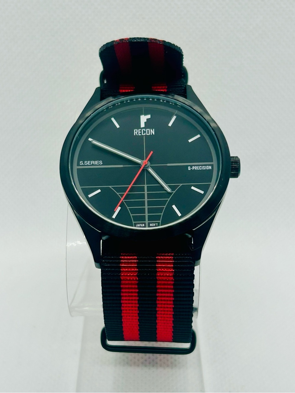 RECON S.Series Black Dial Red Stripe NATO Strap Watch NEW w/ Box